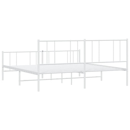 Metal Bed Frame without Mattress with Footboard White 200x200cm