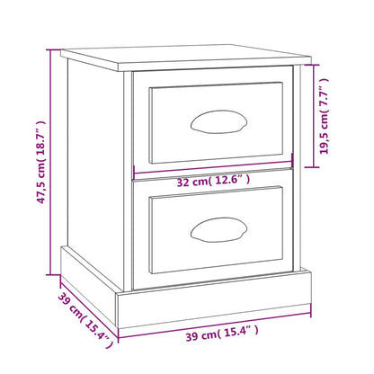 Bedside Cabinet Grey Sonoma 39x39x47.5 cm Engineered Wood