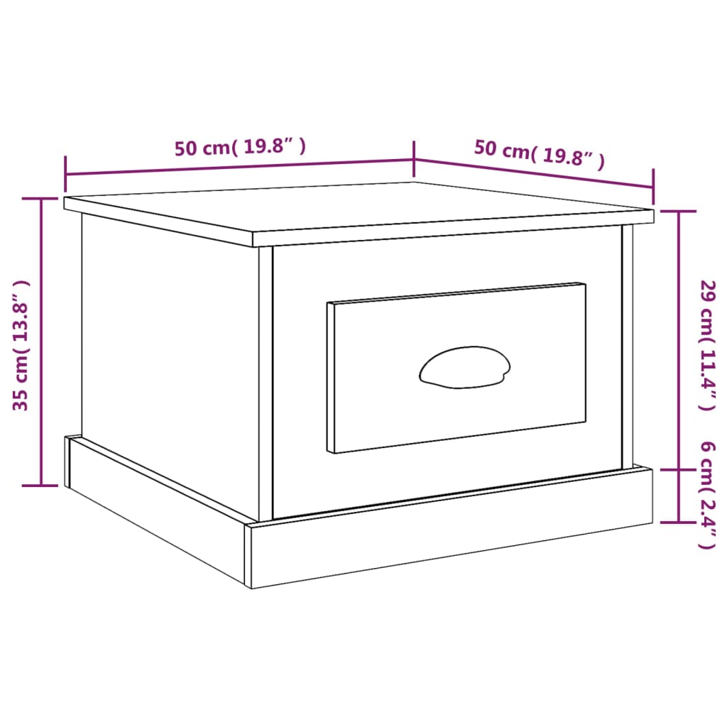 Coffee Table Brown Oak 50x50x35 cm Engineered Wood