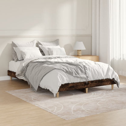 Bed Frame without Mattress Smoked Oak 120x190 cm Small Double Engineered Wood