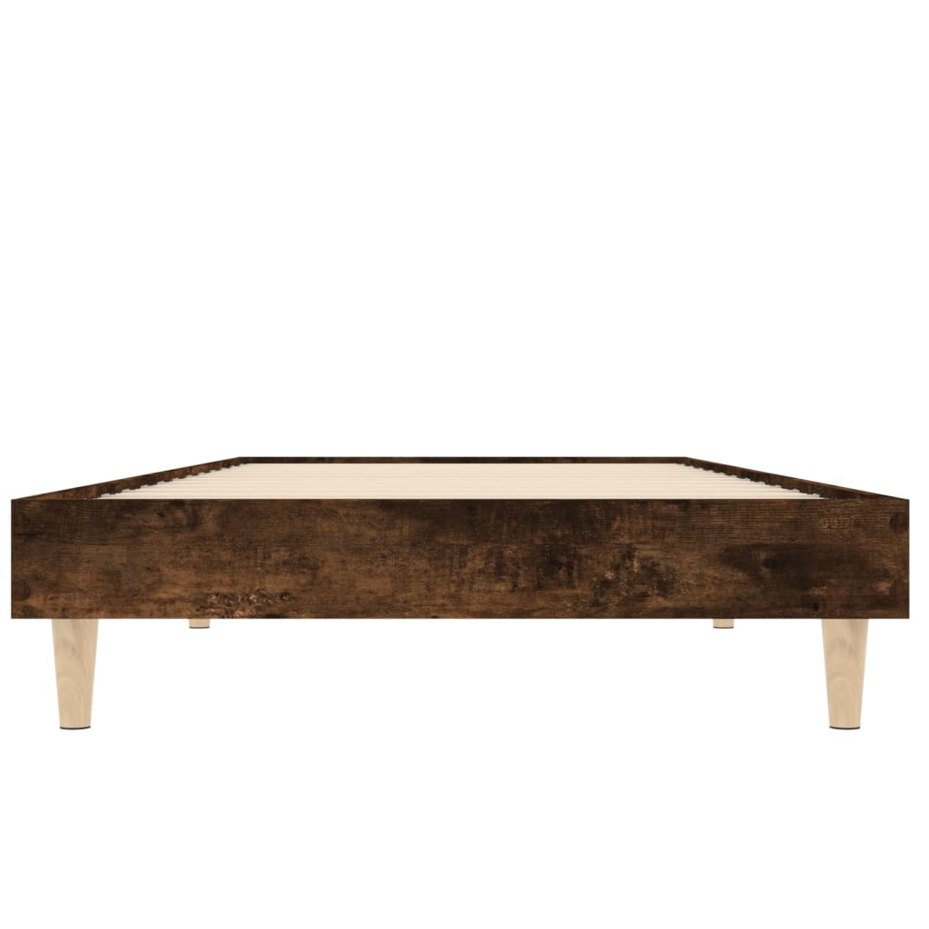 Bed Frame without Mattress Smoked Oak 75x190 cm Small Single Engineered Wood