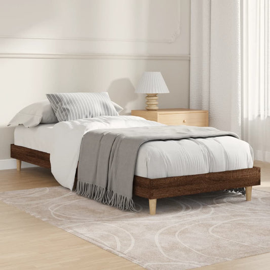 Bed Frame without Mattress Brown Oak 75x190 cm Small Single Engineered Wood