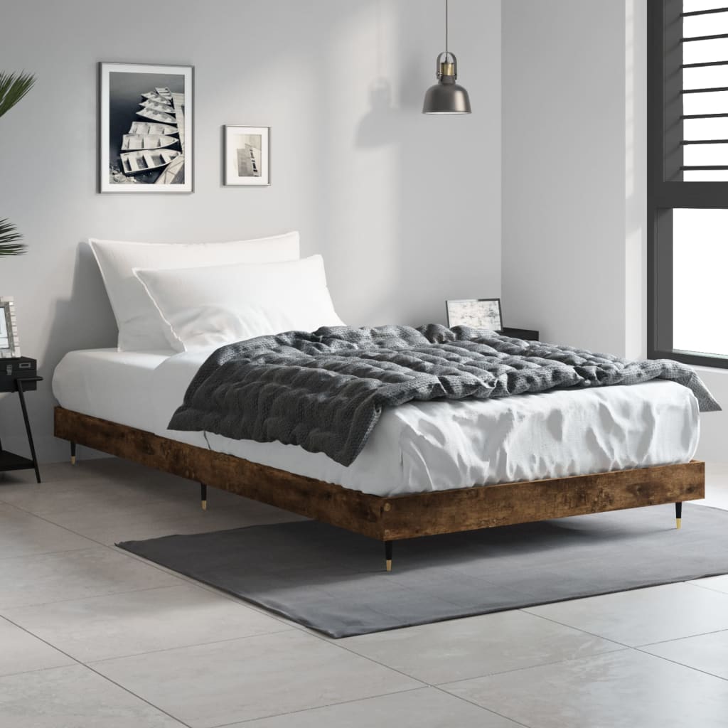 Bed Frame without Mattress Smoked Oak 100x200 cm Engineered Wood