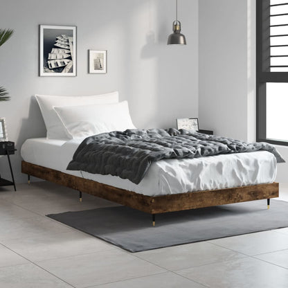 Bed Frame without Mattress Smoked Oak 100x200 cm Engineered Wood