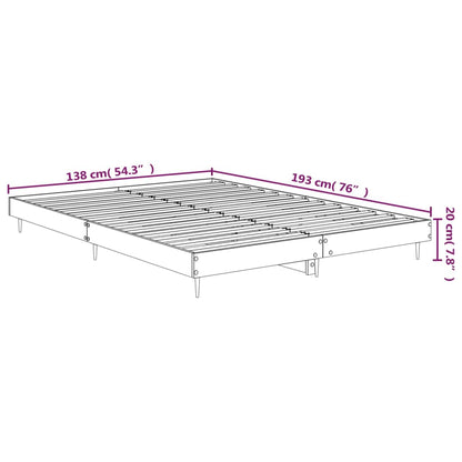 Bed Frame without Mattress Grey Sonoma 135x190 cm Double Engineered Wood