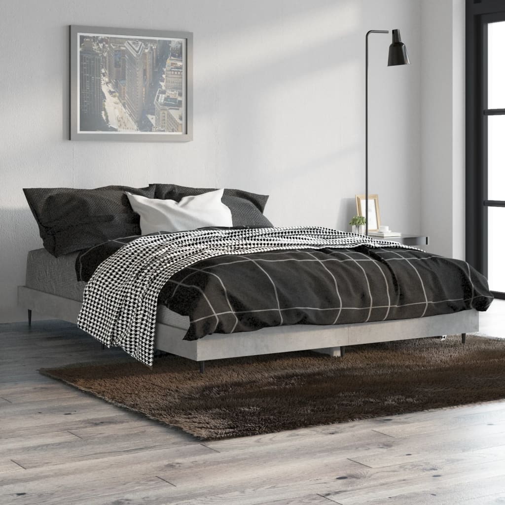 Bed Frame without Mattress Concrete Grey 140x190 cm
