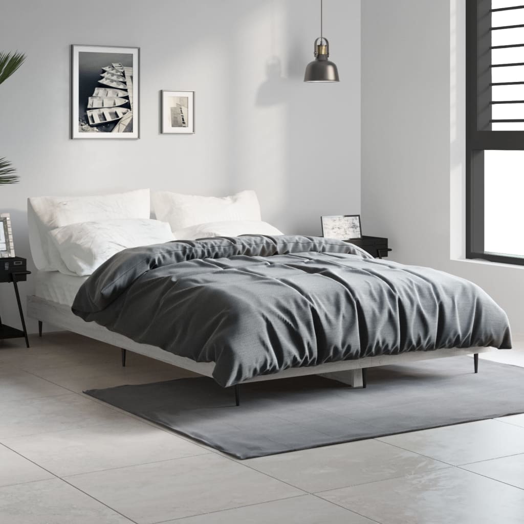 Bed Frame without Mattress Grey Sonoma 120x190 cm Small Double Engineered Wood