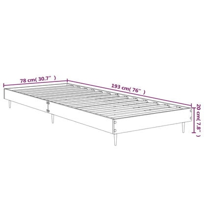 Bed Frame without Mattress Brown Oak 75x190 cm Small Single Engineered Wood