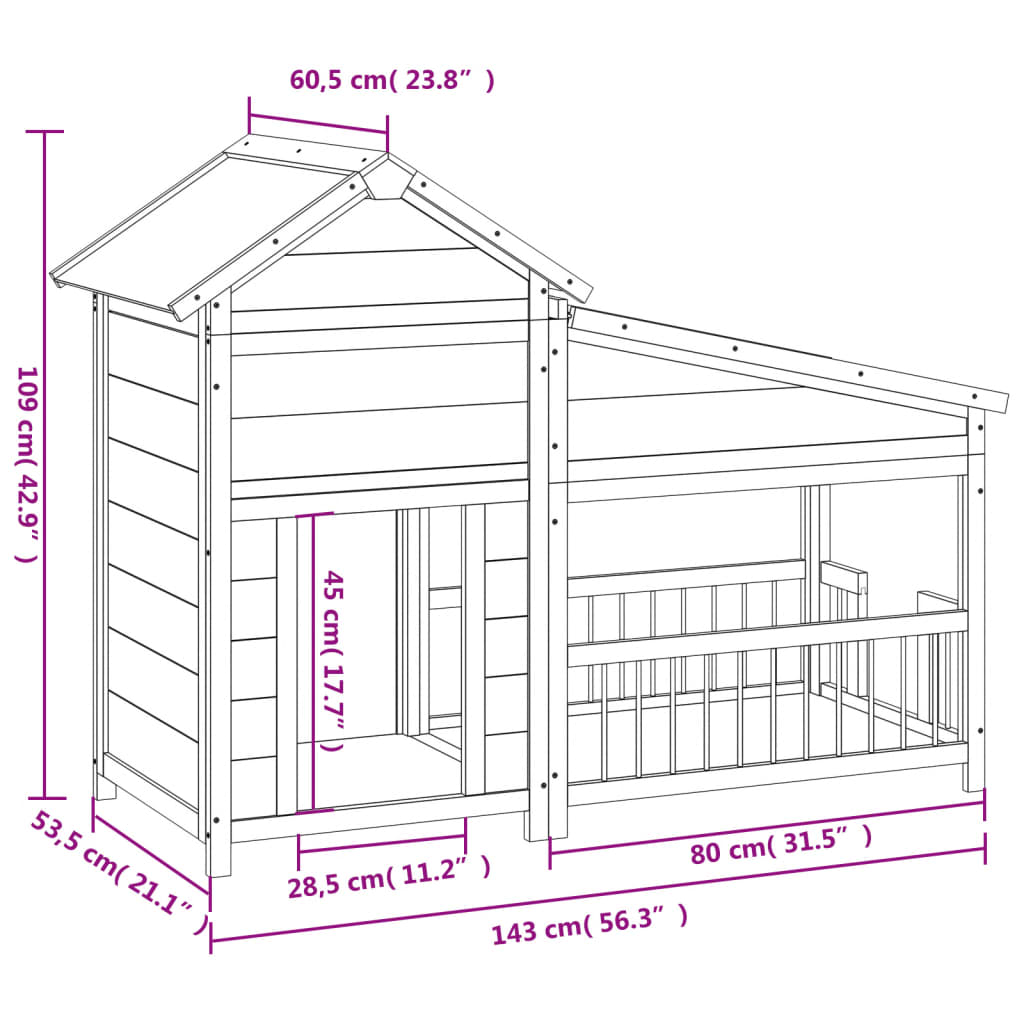 Dog Kennel Mocha 143x60.5x109 cm Solid Wood Pine