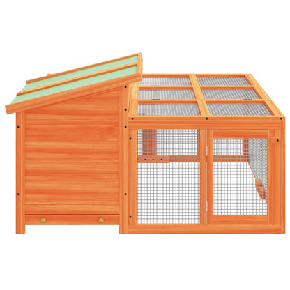Rabbit Hutch Brown 144x123x67.5 cm Solid Wood Pine