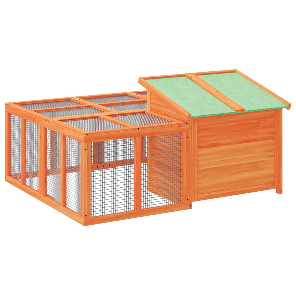 Rabbit Hutch Brown 144x123x67.5 cm Solid Wood Pine