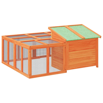 Rabbit Hutch Brown 144x123x67.5 cm Solid Wood Pine