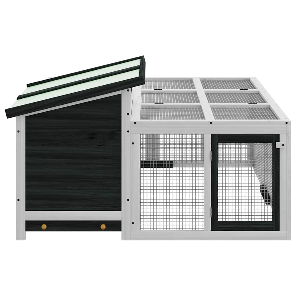 Rabbit Hutch Grey 144x123x67.5 cm Solid Wood Pine