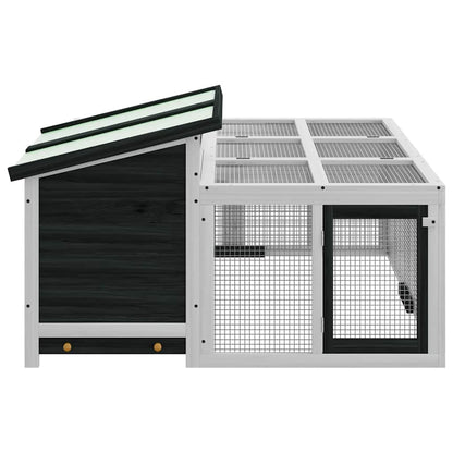 Rabbit Hutch Grey 144x123x67.5 cm Solid Wood Pine