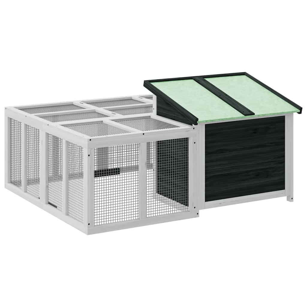 Rabbit Hutch Grey 144x123x67.5 cm Solid Wood Pine