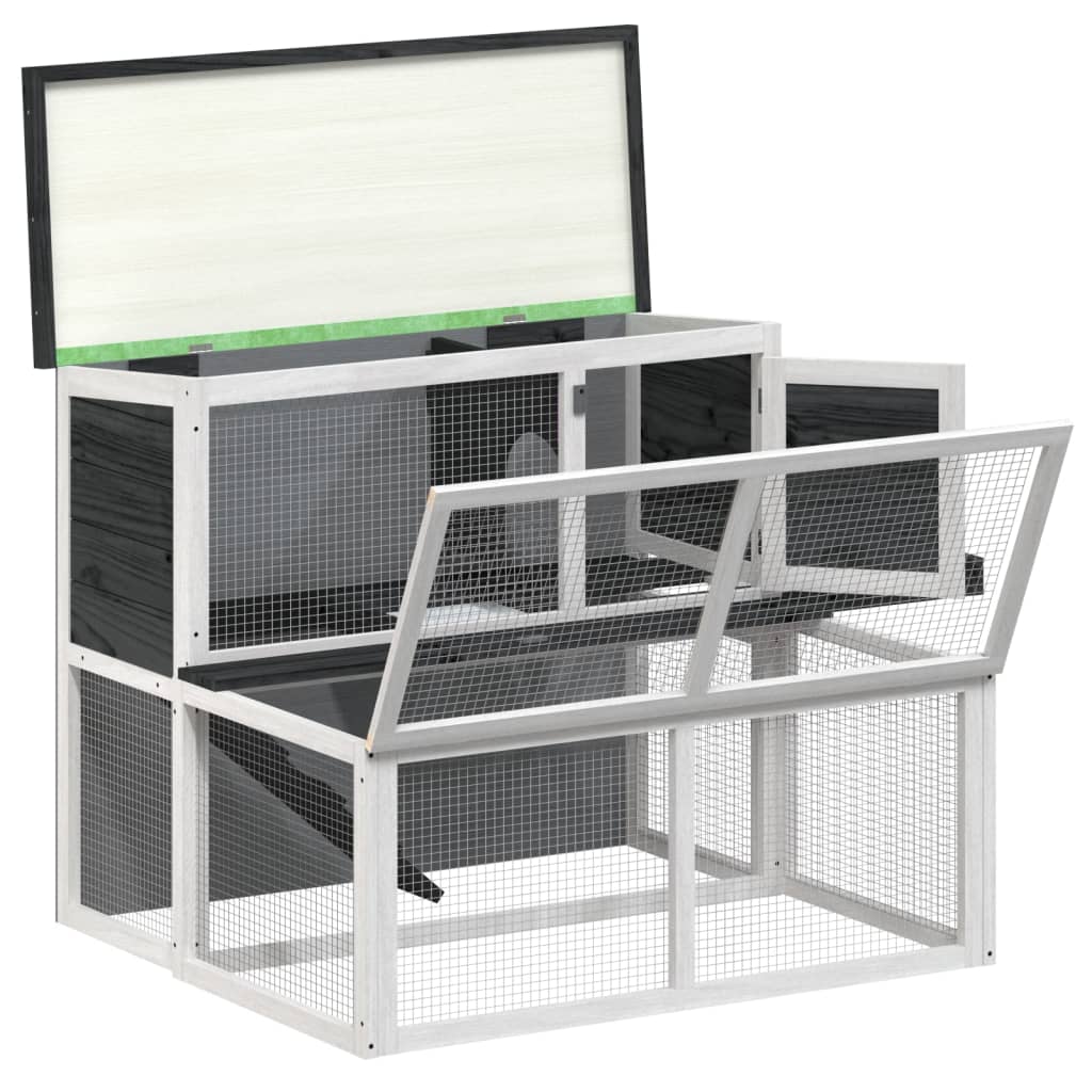 Rabbit Hutch Grey 102x90x84.5 cm Solid Wood Pine