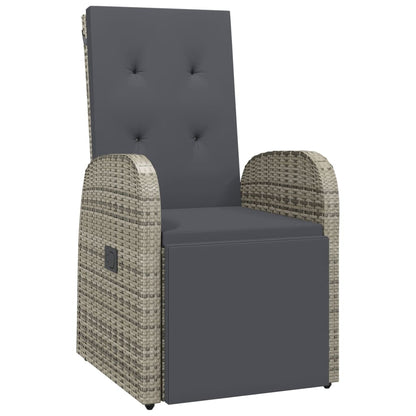 5 Piece Garden Dining Set Grey Poly Rattan&Solid Wood Acacia