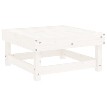 Garden Footstool with Cushion White Solid Wood Pine