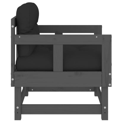 Garden Chairs with Cushions 2 pcs Grey Solid Wood Pine
