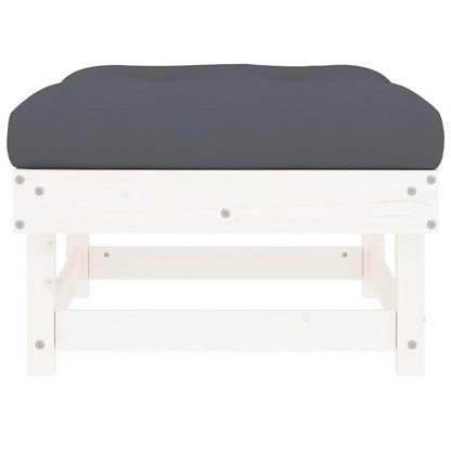 Garden Footstools with Cushions 2pcs White Solid Wood Pine