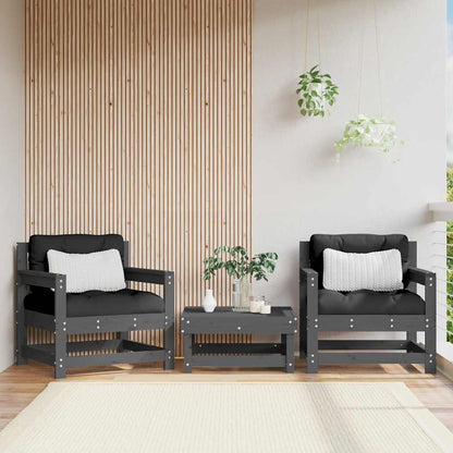 Garden Chairs with Cushions 2 pcs Grey Solid Wood Pine