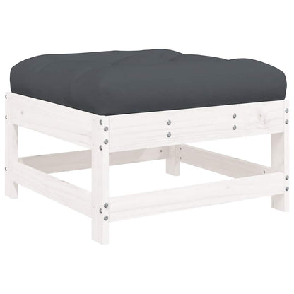 Garden Footstools with Cushions 2pcs White Solid Wood Pine