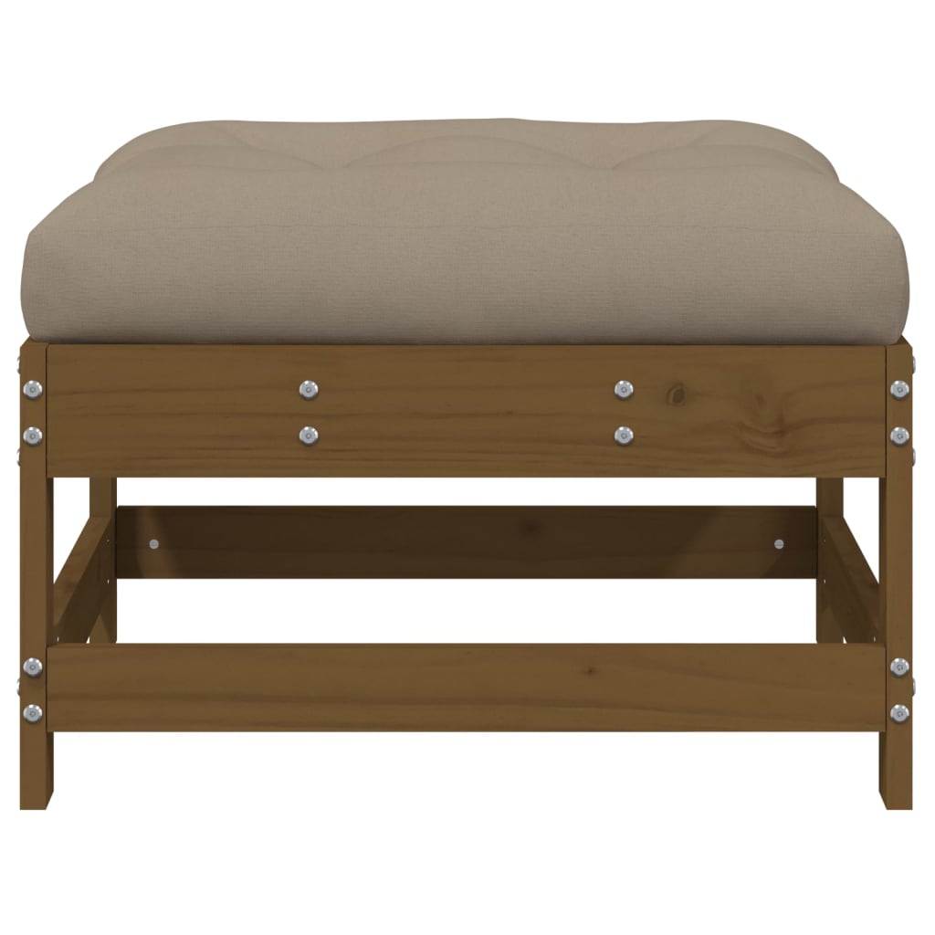 Garden Footstools with Cushions 2pcs Honey Brown Solid Wood Pine
