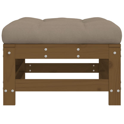 Garden Footstool with Cushion Honey Brown Solid Wood Pine