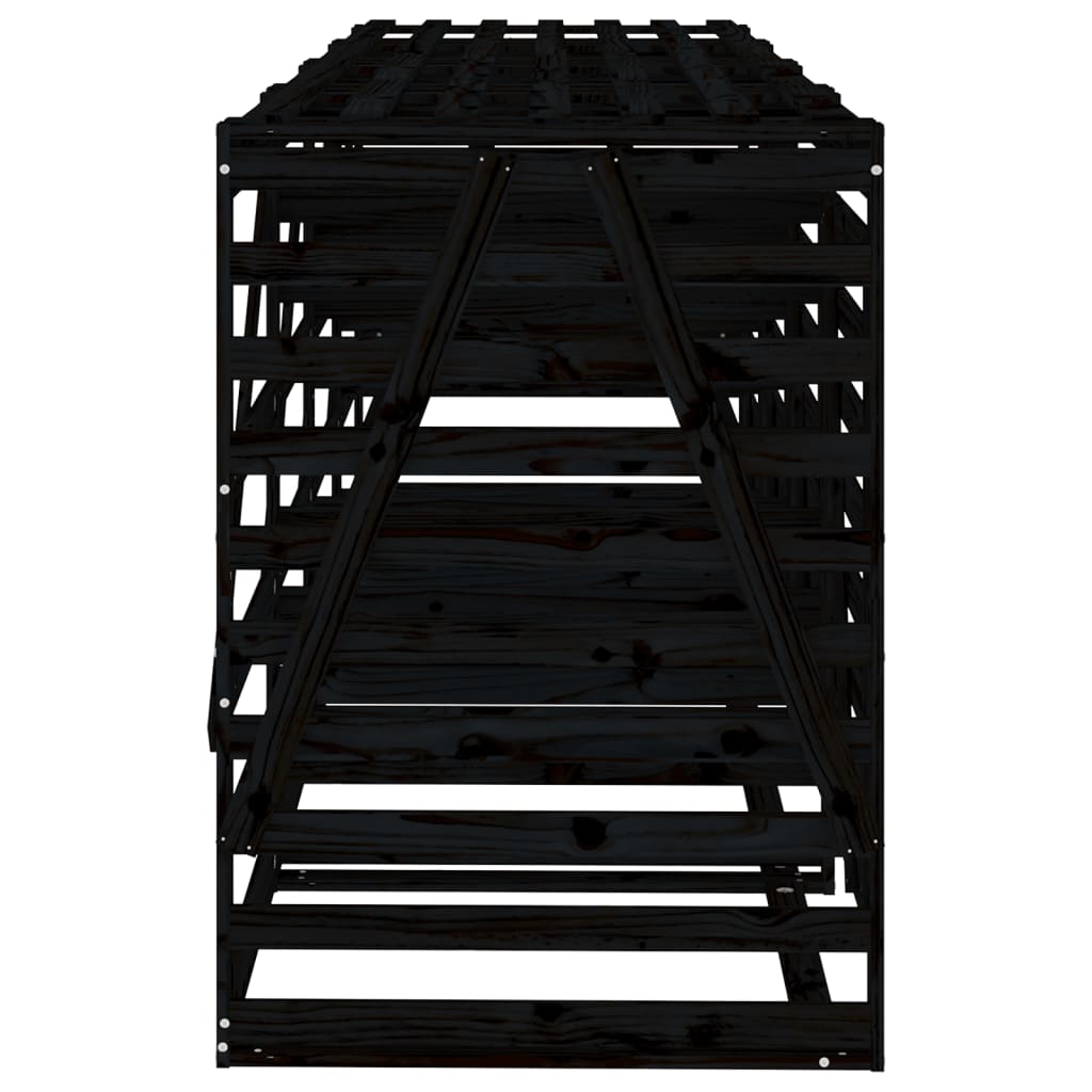 Quadruple Wheelie Bin Storage Black Solid Wood Pine