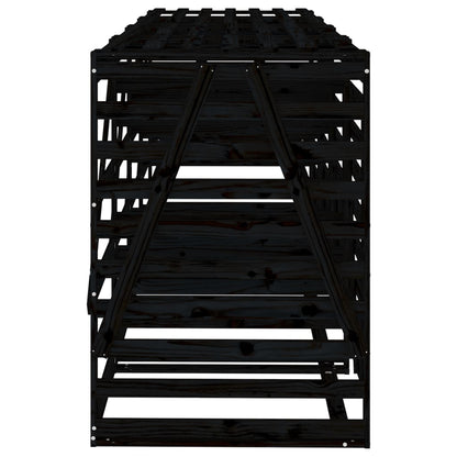 Quadruple Wheelie Bin Storage Black Solid Wood Pine