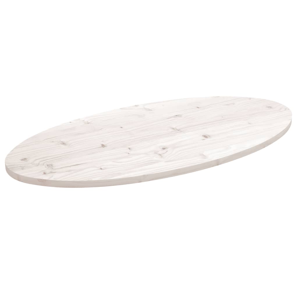Table Top White 100x50x2.5 cm Solid Wood Pine Oval