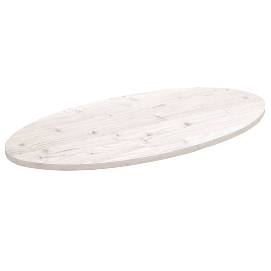 Table Top White 100x50x2.5 cm Solid Wood Pine Oval