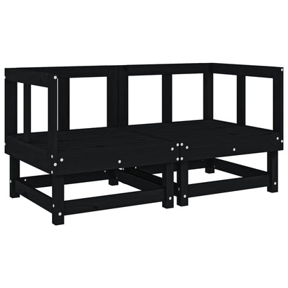 Garden Corner Sofas 2 pcs Black Solid Wood Pine
