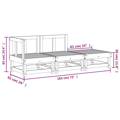3 Piece Garden Lounge Set Solid Wood Pine