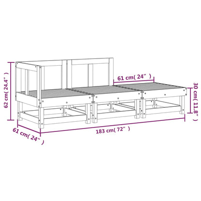 3 Piece Garden Lounge Set Grey Solid Wood Pine