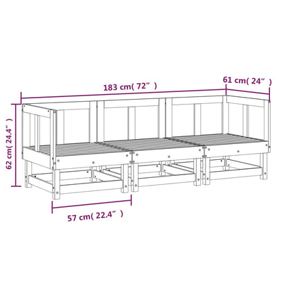 3 Piece Garden Lounge Set Solid Wood Pine