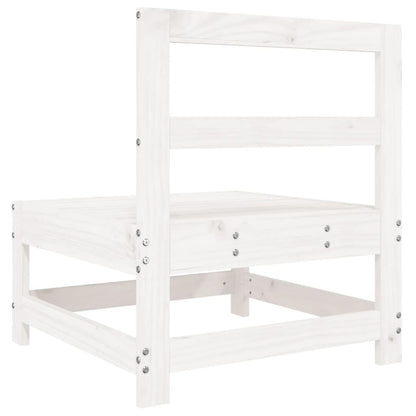 Garden Middle Sofa White Solid Wood Pine