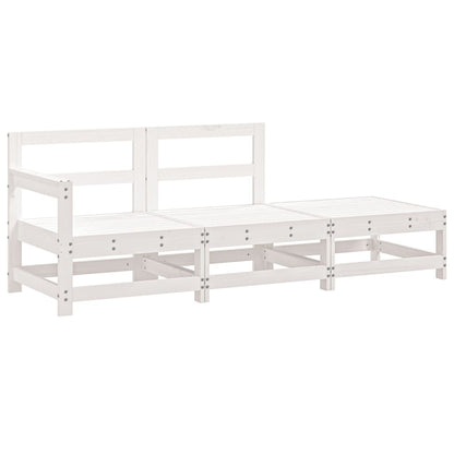 3 Piece Garden Lounge Set White Solid Wood Pine