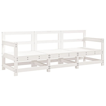 3 Piece Garden Lounge Set White Solid Wood Pine