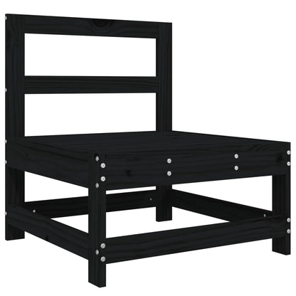 3 Piece Garden Lounge Set Black Solid Wood Pine