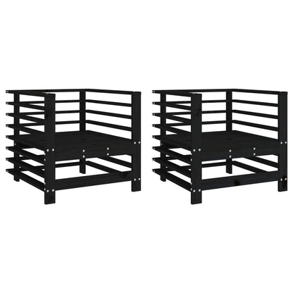 Garden Chairs 2 pcs Black Solid Wood Pine