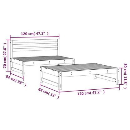 2 Piece Garden Lounge Set Grey Solid Wood Pine