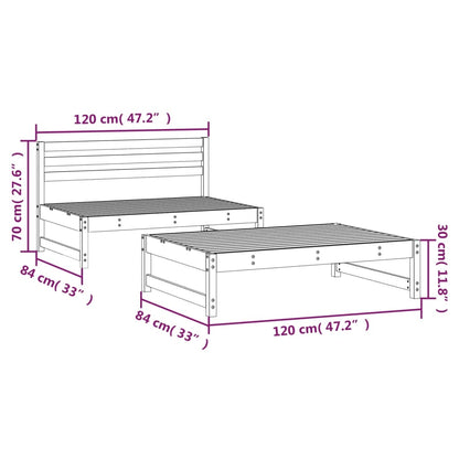 2 Piece Garden Lounge Set Black Solid Wood Pine