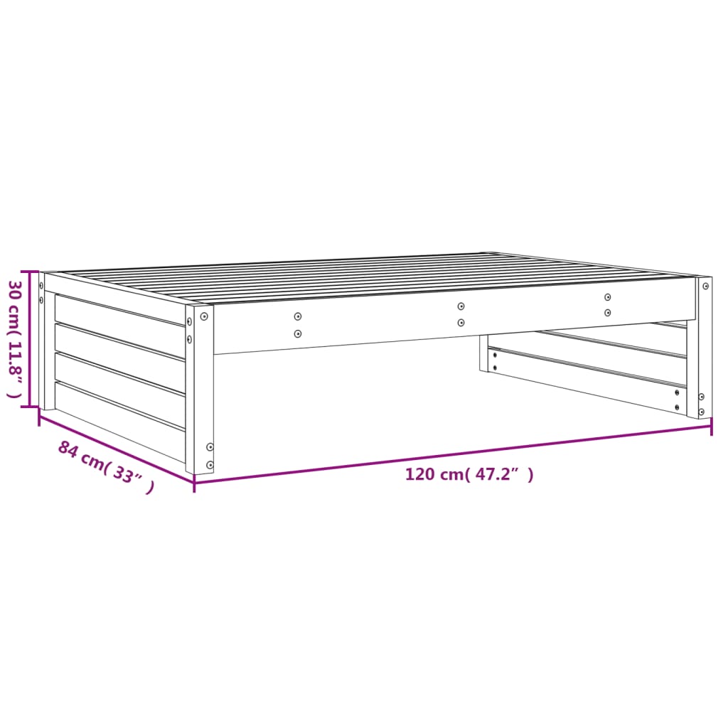 Garden Footstool White 120x80 cm Solid Wood Pine