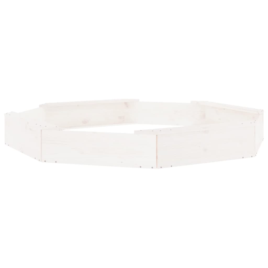 Sandbox with Seats White Octagon Solid Wood Pine