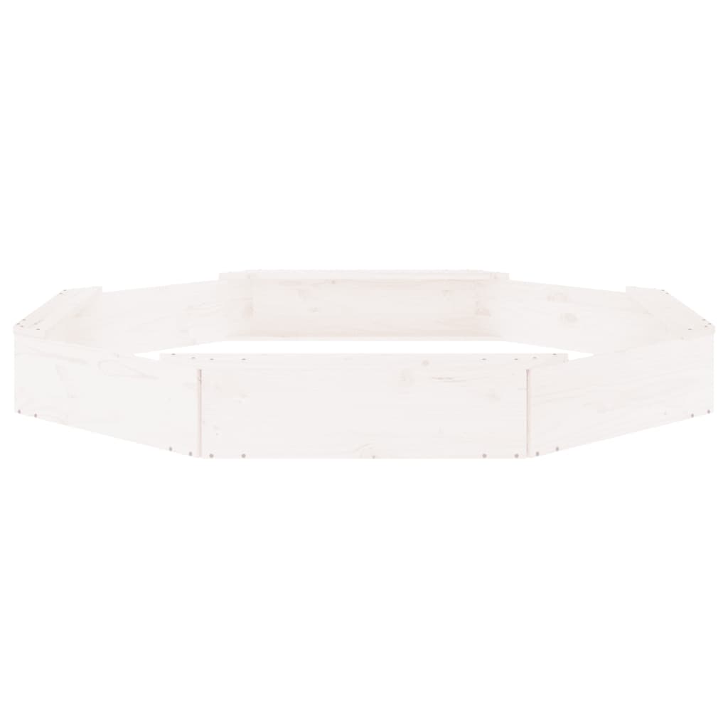Sandbox with Seats White Octagon Solid Wood Pine