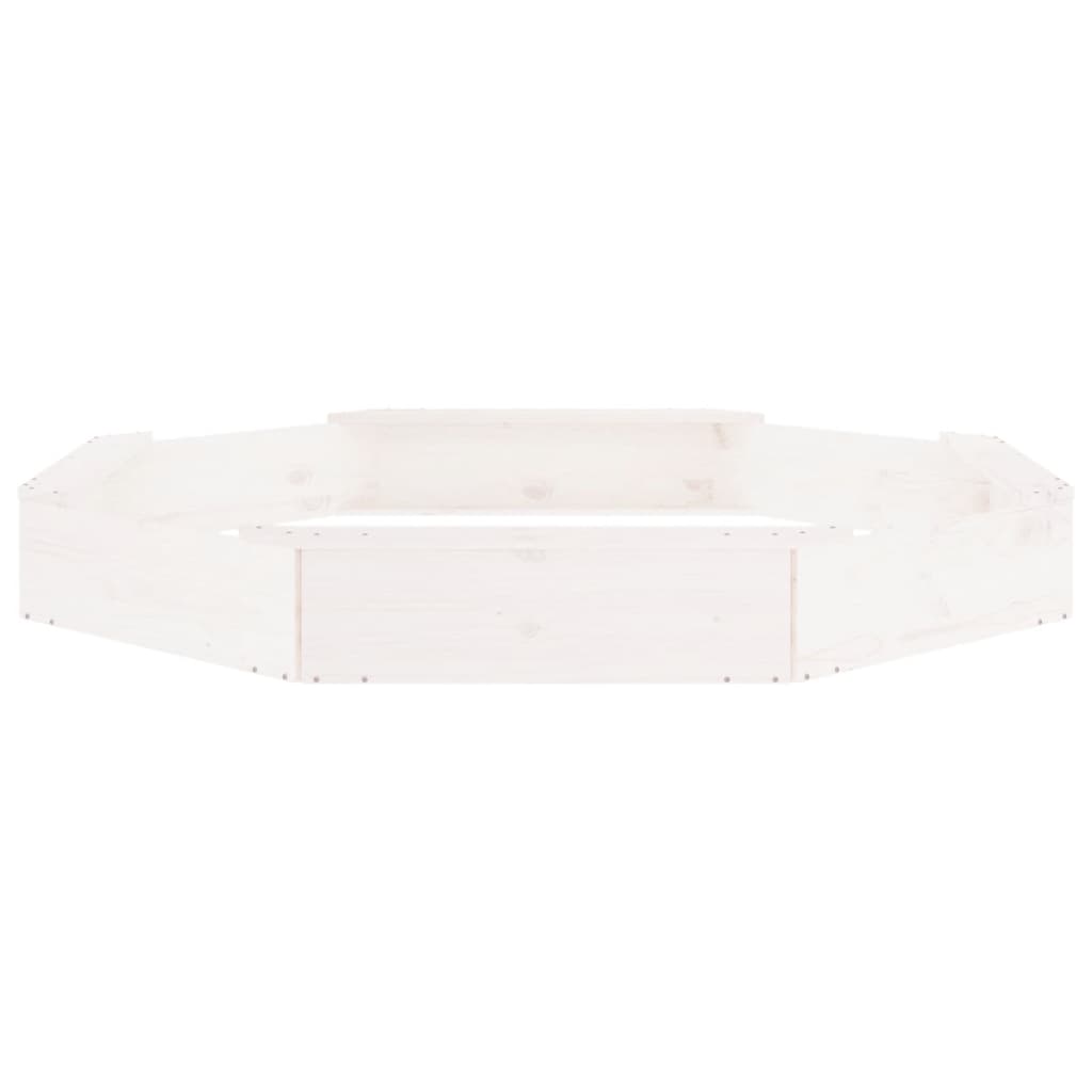 Sandbox with Seats White Octagon Solid Wood Pine