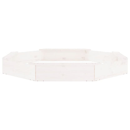 Sandbox with Seats White Octagon Solid Wood Pine