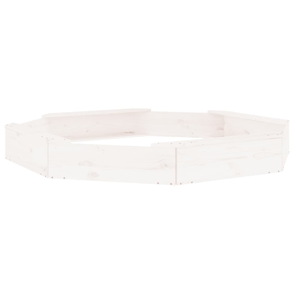 Sandbox with Seats White Octagon Solid Wood Pine