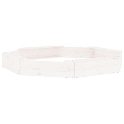 Sandbox with Seats White Octagon Solid Wood Pine